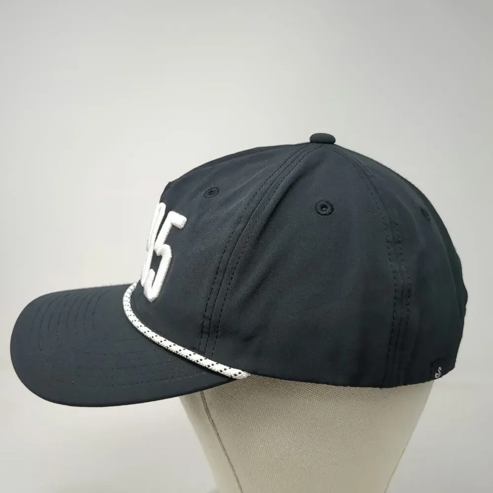 Swannies Golf 5 Panel Black Hat One Size 1895 Rope Performance Snapback Cap